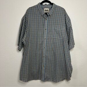 Wrangler Riata Men's 4X Short Sleeve Blue Tan Plaid Button Down Western Shirt